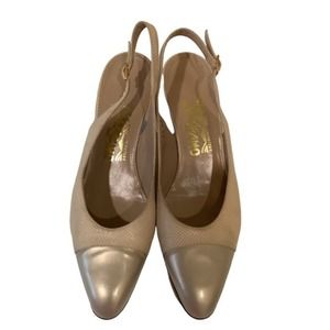 Salvatore Ferragamo Bone Slingback Shoes‎ SIZE 9.5 AA